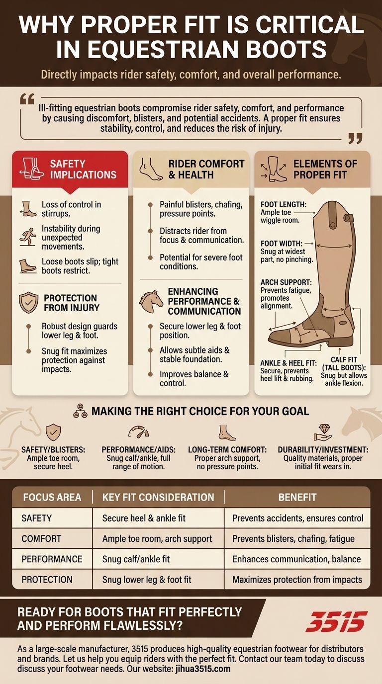 Perché la calzata corretta è importante negli stivali da equitazione? Garantire sicurezza, comfort e prestazioni ottimali Guida Visiva