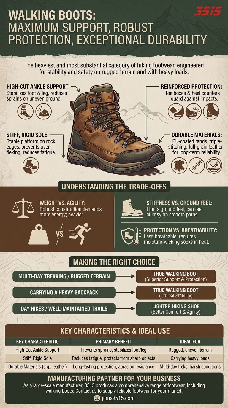 ウォーキングブーツの特徴は何ですか？険しい地形と重い荷物のための必須機能 ビジュアルガイド