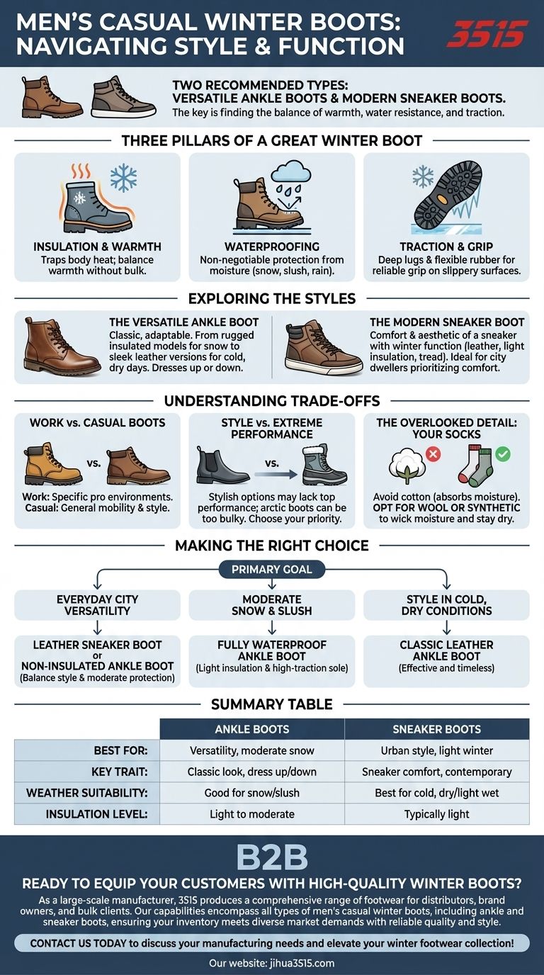 ما هي أنواع أحذية الشتاء الكاجوال الرجالية الموصى بها؟ اعثر على توازنك المثالي بين الأناقة والوظيفة دليل مرئي