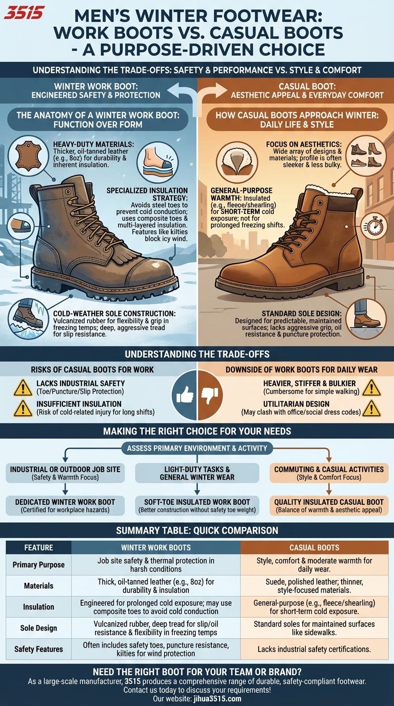 Wie unterscheiden sich Herren-Winterarbeitsstiefel von Freizeitschuhen? Wählen Sie das richtige Schuhwerk für Sicherheit und Stil Visuelle Anleitung