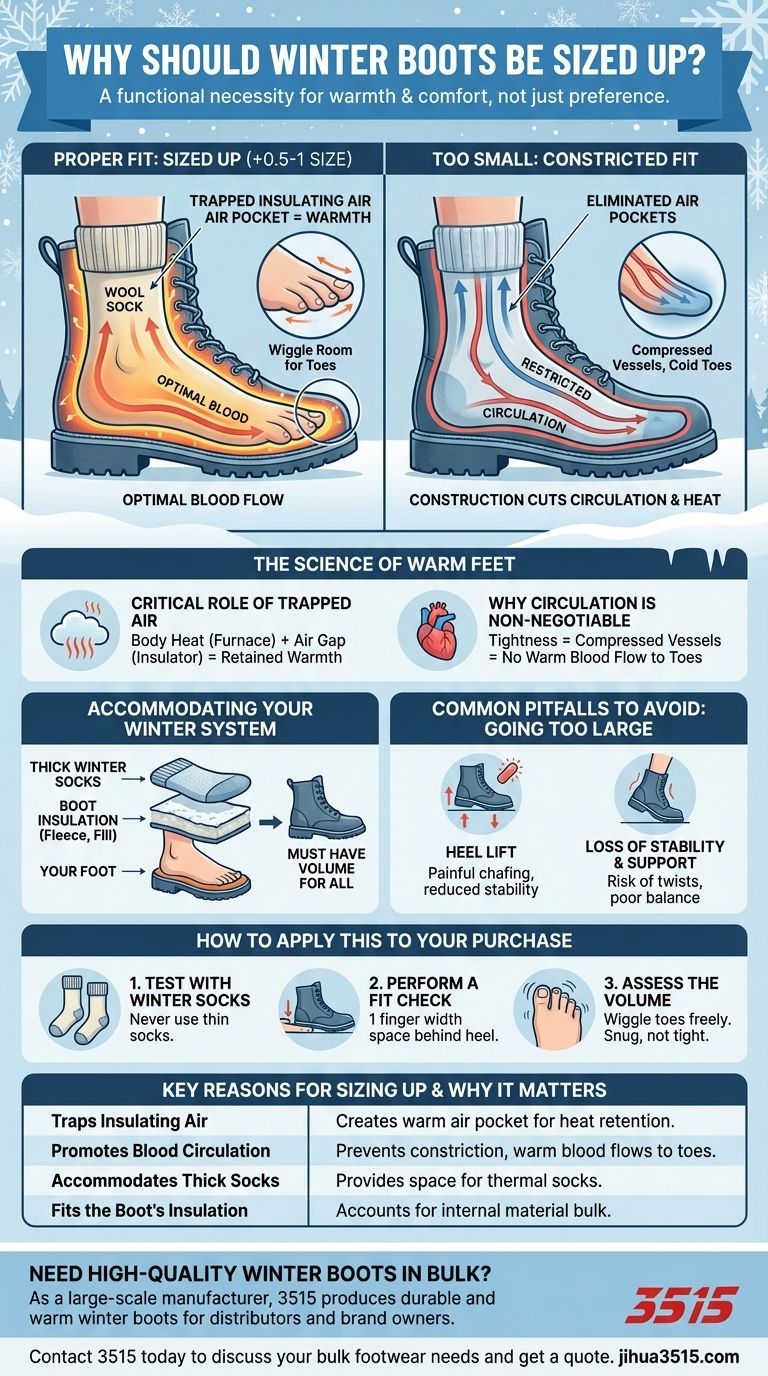 Pourquoi faut-il prendre une taille au-dessus pour les bottes d'hiver ? La science de la chaleur et du confort Guide Visuel