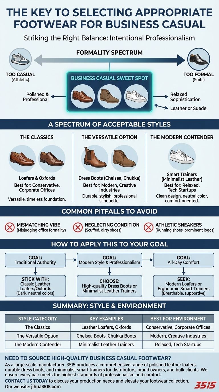 ما هو مفتاح اختيار الأحذية المناسبة للملابس الكاجوال الرسمية؟ تحقيق الاحترافية المصقولة دليل مرئي