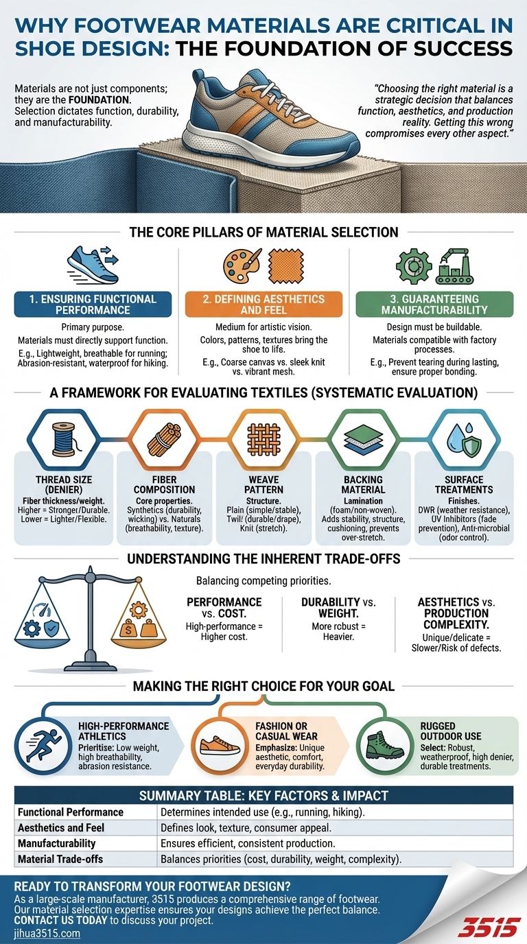 Why is selecting footwear materials critical in shoe design? Ensure Function, Aesthetics, and Manufacturability Visual Guide