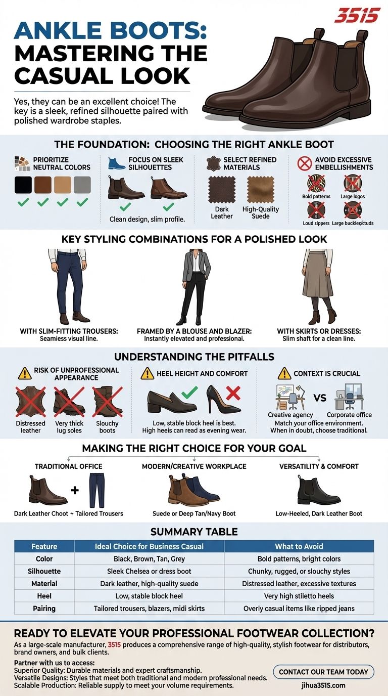 ¿Cómo se pueden combinar las botas de tobillo para un look de negocios informal? Logra una apariencia pulida y profesional Guía Visual
