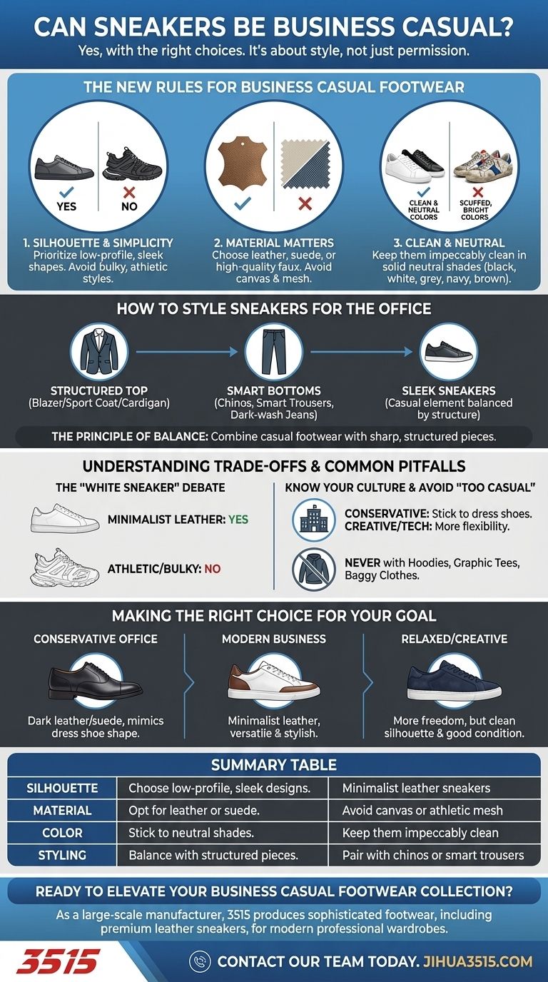 Können Sneaker Teil einer Business-Casual-Garderobe sein? Ja, mit dem richtigen Stil und der richtigen Passform Visuelle Anleitung