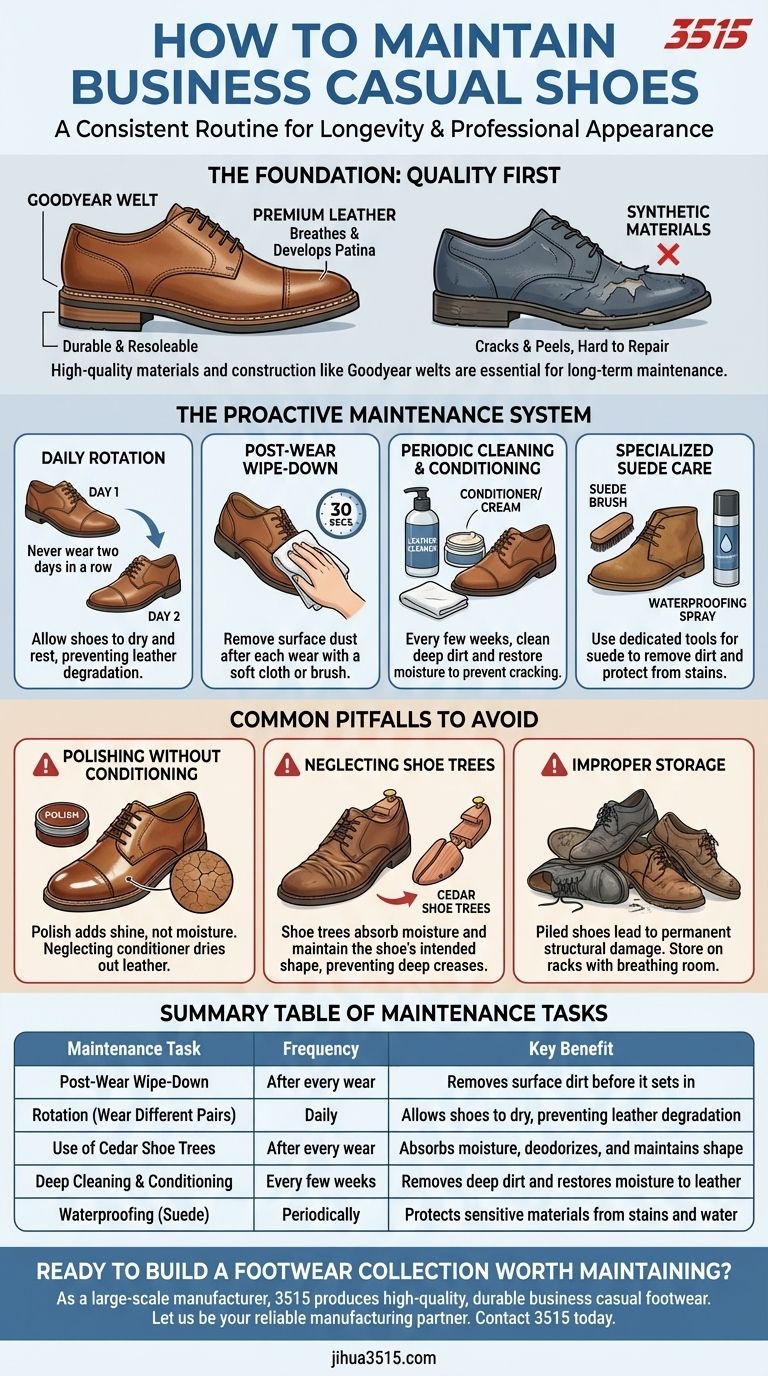 商务休闲鞋应如何保养？延长寿命与风格的积极主动系统 图解指南