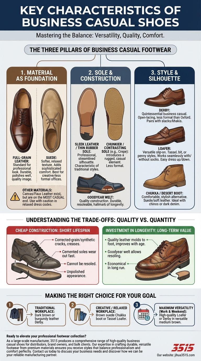What are the key characteristics of the best business casual shoes? Find Versatile, Professional Footwear Visual Guide