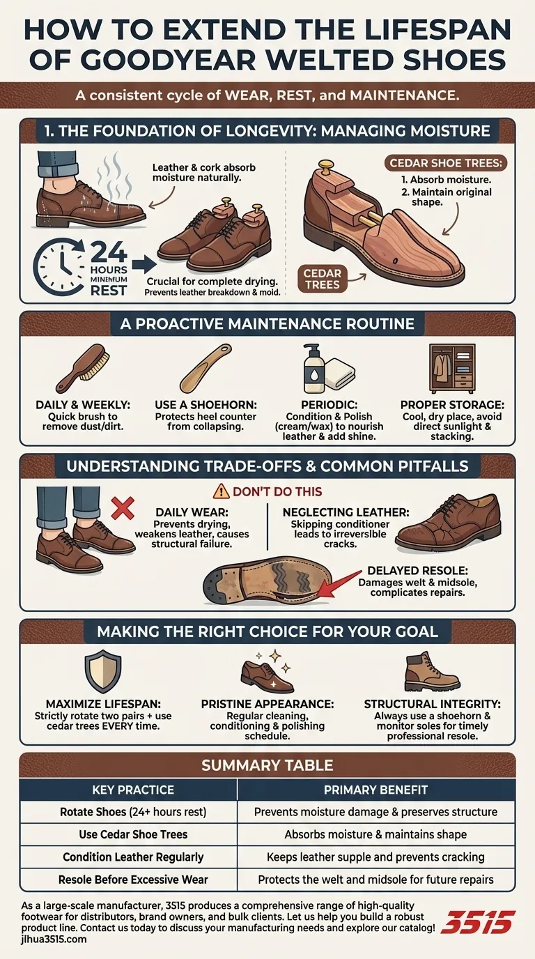 Comment prolonger la durée de vie des chaussures Goodyear cousues ? Un guide pour des décennies d'utilisation Guide Visuel