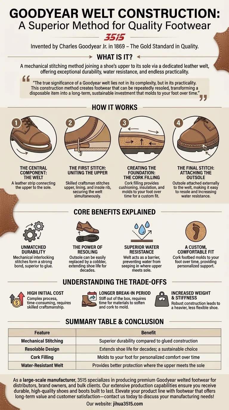 Qu'est-ce que la construction Goodyear Welt ? Découvrez des décennies de durabilité et de confort Guide Visuel
