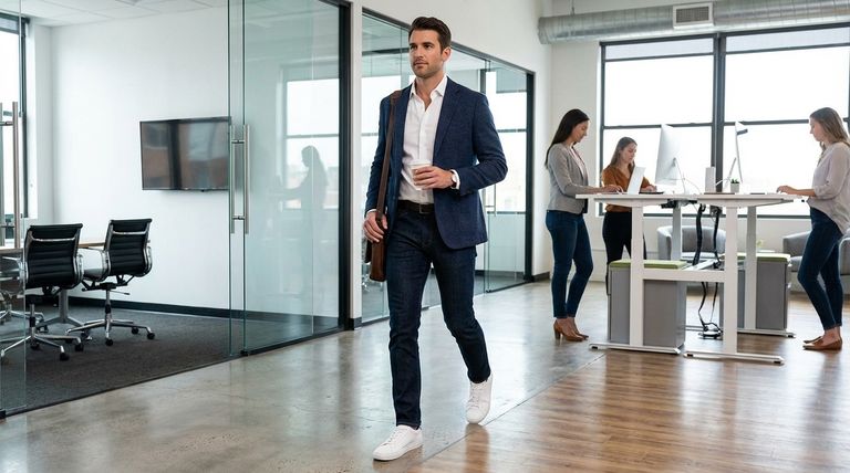 ジーンズとスニーカーの組み合わせは、ビジネスカジュアルなオフィスで許容されますか?洗練された着こなしのためのガイド