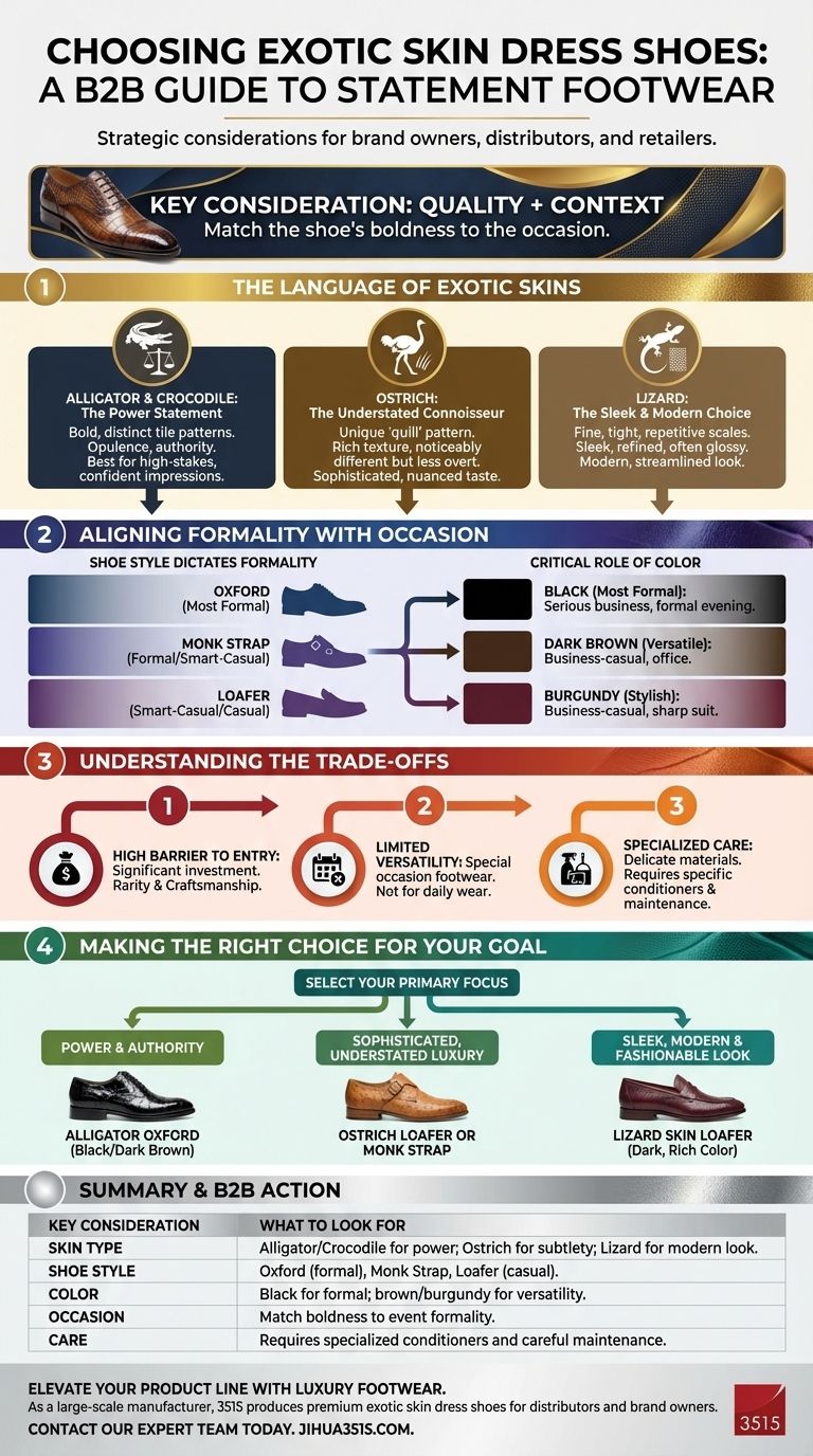 Что следует учитывать при выборе туфель из экзотической кожи? Руководство по уверенному заявлению Визуальное руководство