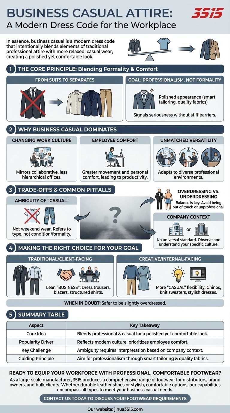 O que é vestuário de negócios casual e por que é popular? Dominando o Código de Vestimenta Profissional Moderno Guia Visual