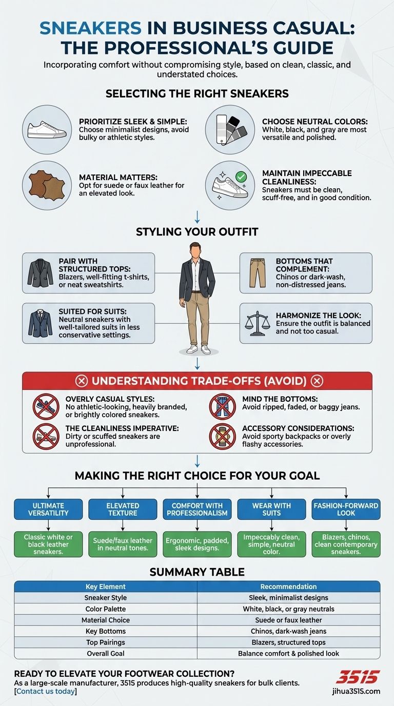 Comment intégrer des baskets dans une tenue business casual ? Obtenez style et confort avec 3515 Footwear Guide Visuel