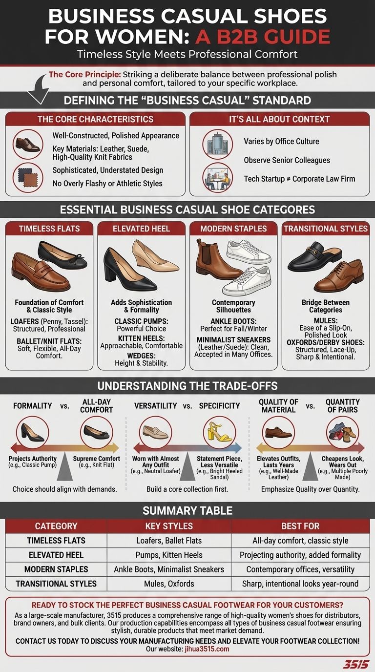 Какие бывают виды обуви в стиле business casual для женщин? Руководство по стильной и профессиональной обуви Визуальное руководство