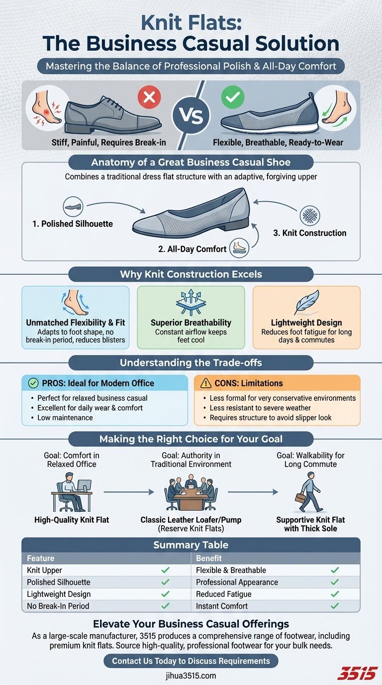 针织平底鞋为何是商务休闲装的理想选择？探索舒适与专业风格的完美融合 图解指南