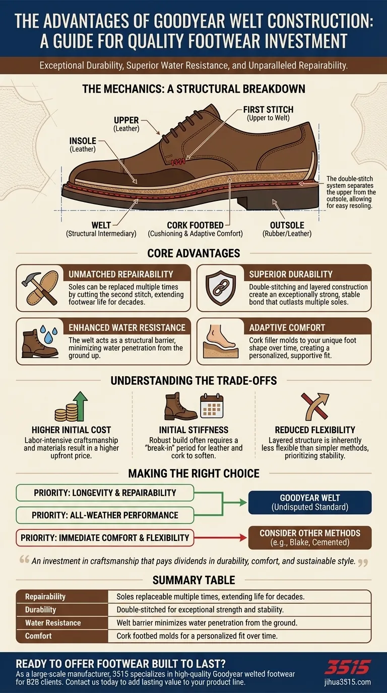 Quels sont les avantages de la construction Goodyear Welt ? Investissez dans des décennies de durabilité et de réparabilité Guide Visuel