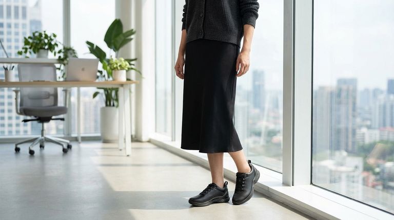 ما هي بعض الطرق لتنسيق أحذية العمل الكاجوال مع التنانير؟ ارفع مستوى ملابسك المهنية