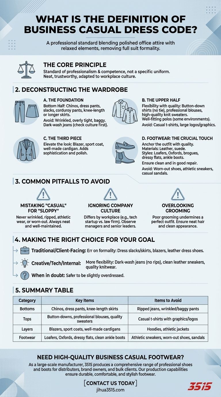 Qual é a definição de código de vestimenta business casual? Domine o visual profissional polido Guia Visual