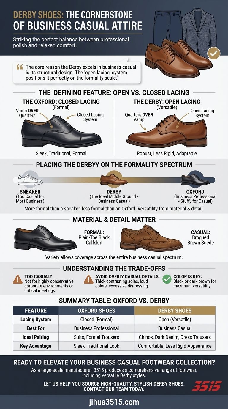 ダービーシューズはビジネスカジュアルにどのようにフィットしますか？プロフェッショナルなスタイルの完璧なバランスをマスターしましょう ビジュアルガイド