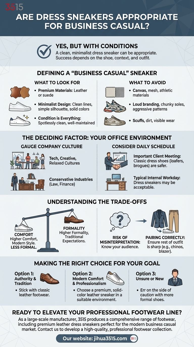 Les baskets habillées sont-elles appropriées pour un style décontracté d'affaires ? Comment les porter professionnellement Guide Visuel