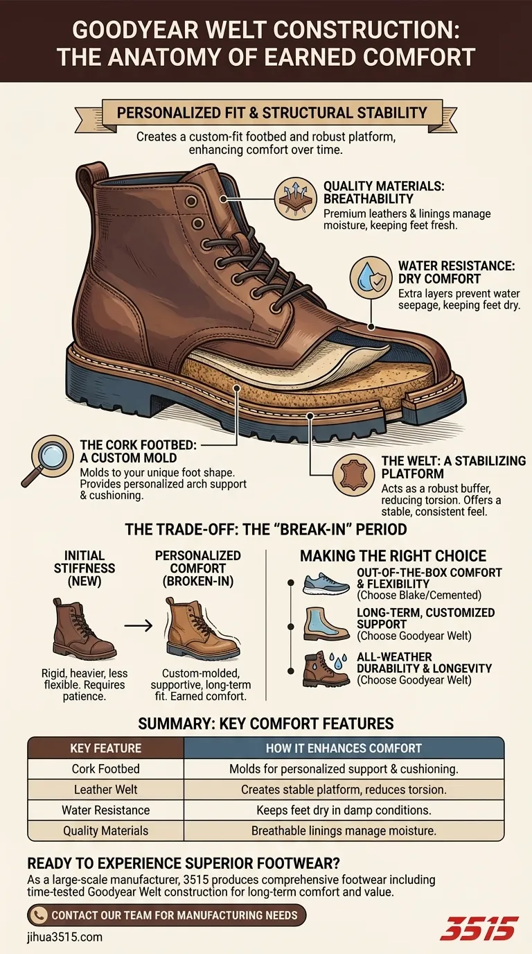 Wie verbessert die Goodyear-Rahmengenähte Machart den Tragekomfort? Ein personalisierter, langlebiger Sitz Visuelle Anleitung