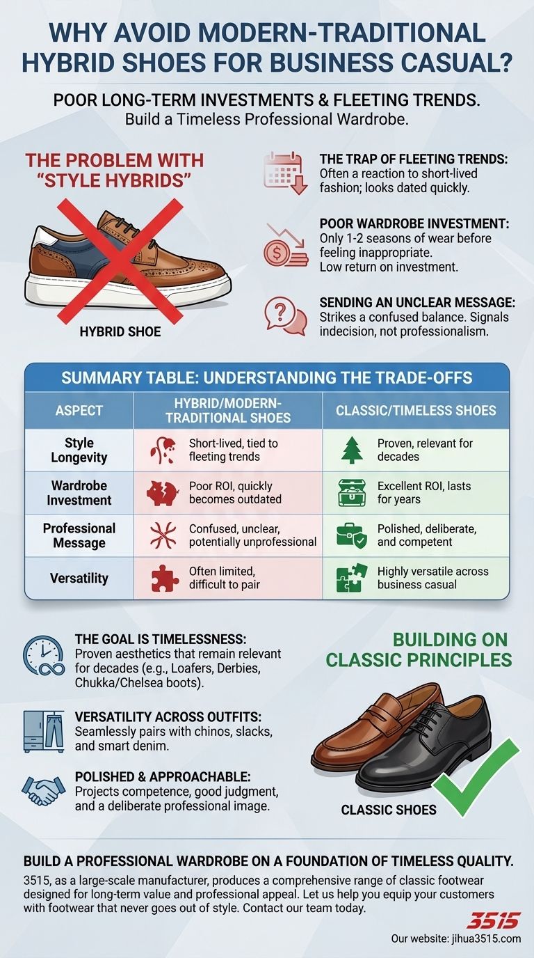 Pourquoi faut-il éviter les chaussures qui combinent des styles modernes et traditionnels pour le style décontracté d'affaires ? Investissez dans des chaussures professionnelles intemporelles Guide Visuel