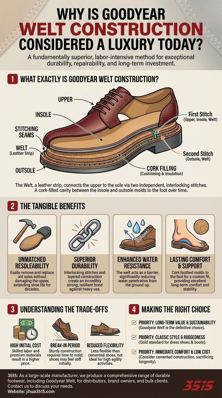 Pourquoi la construction Goodyear Welt est-elle considérée comme un luxe aujourd'hui ? Découvrez l'artisanat de la chaussure durable Guide Visuel