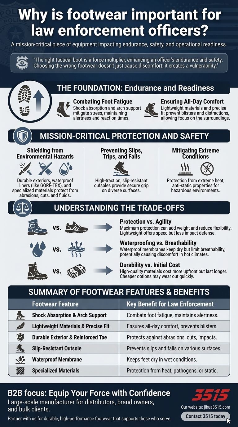 Pourquoi les chaussures sont-elles importantes pour les agents des forces de l'ordre ? Améliorez l'endurance, la sécurité et les performances Guide Visuel