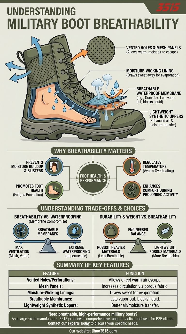 ما هي الميزات التي تساهم في تهوية الأحذية العسكرية؟ ضرورية للراحة والأداء دليل مرئي