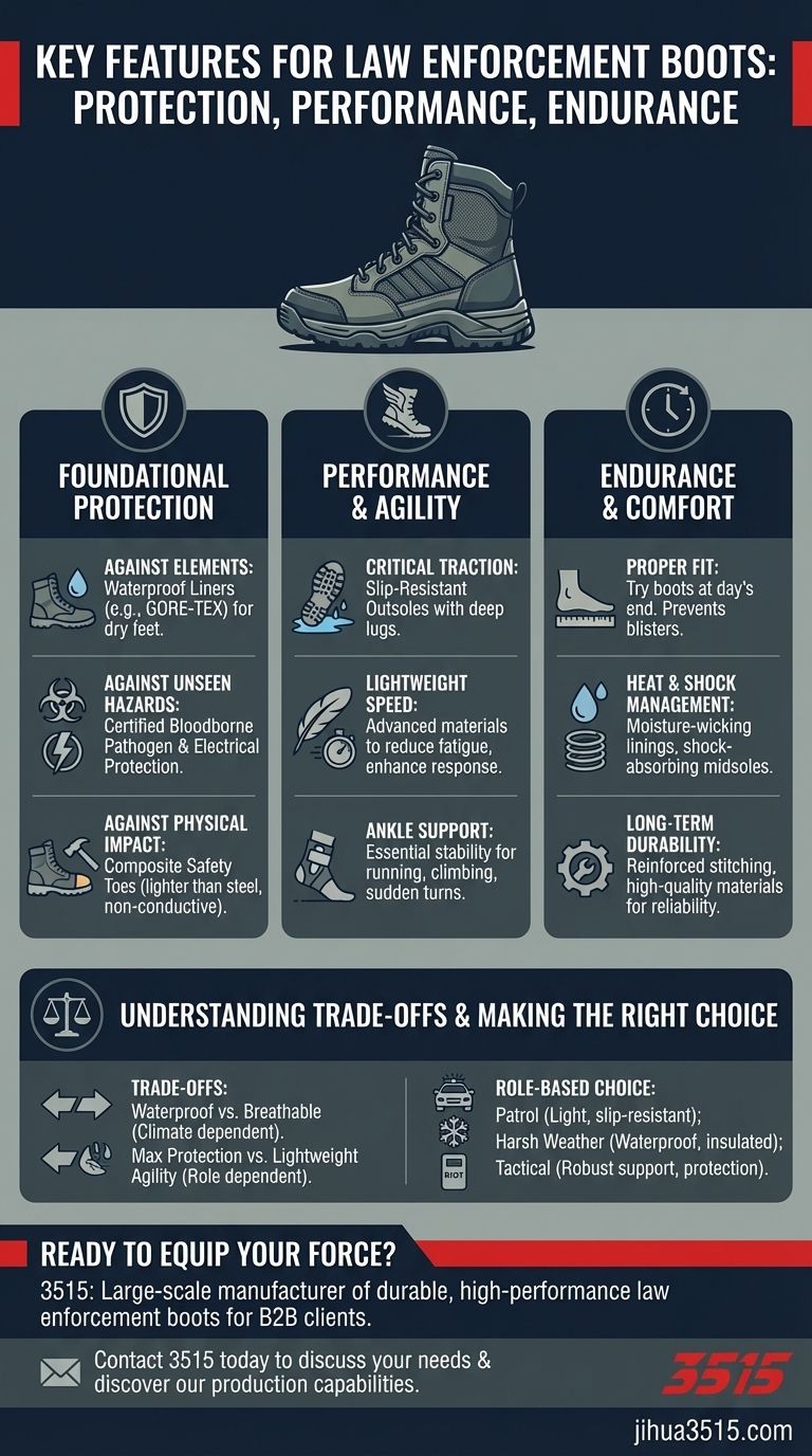 Quelles sont les caractéristiques clés à rechercher dans les bottes de forces de l'ordre ? Trouvez la botte adaptée à votre mission Guide Visuel