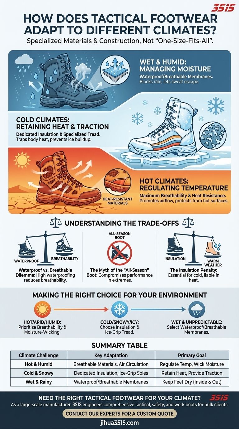 Comment les chaussures tactiques s'adaptent-elles aux différents climats ? Conçues pour les conditions extrêmes Guide Visuel