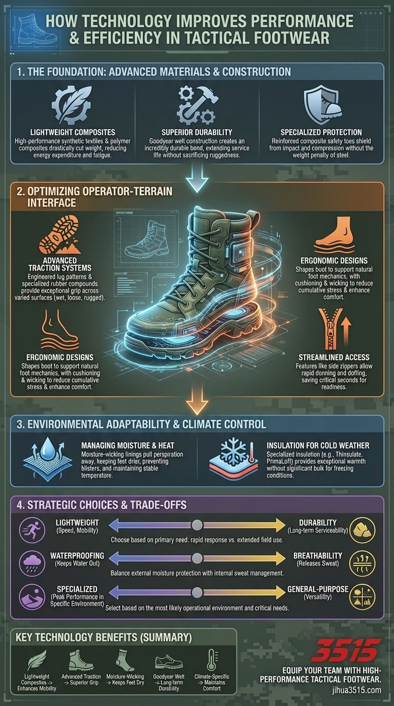 Wie verbessert Technologie die Leistung und Effizienz von taktischen Stiefeln? Verbesserung der Einsatzfähigkeit von Bedienern Visuelle Anleitung