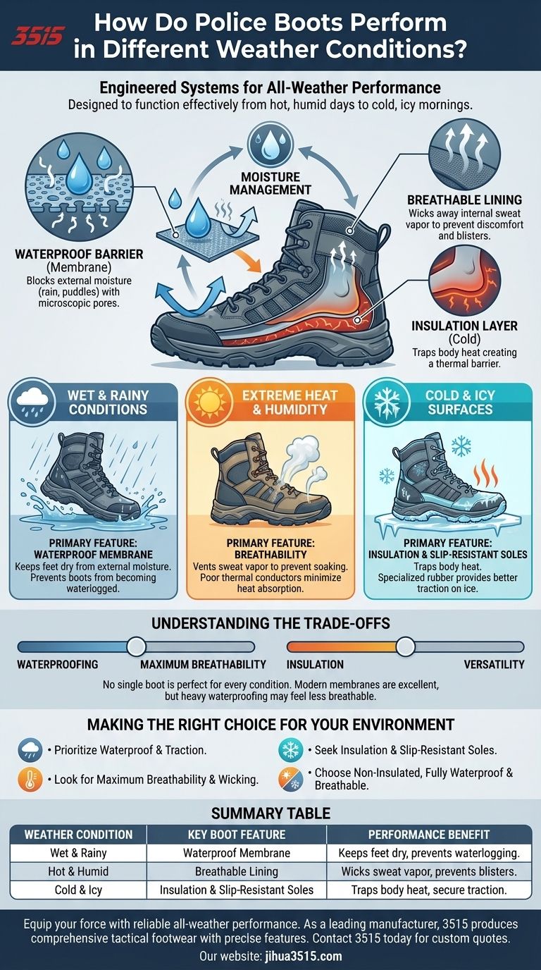 Wie schneiden Polizeistiefel bei unterschiedlichen Wetterbedingungen ab? Entwickelt für den Ganzjahreseinsatz Visuelle Anleitung