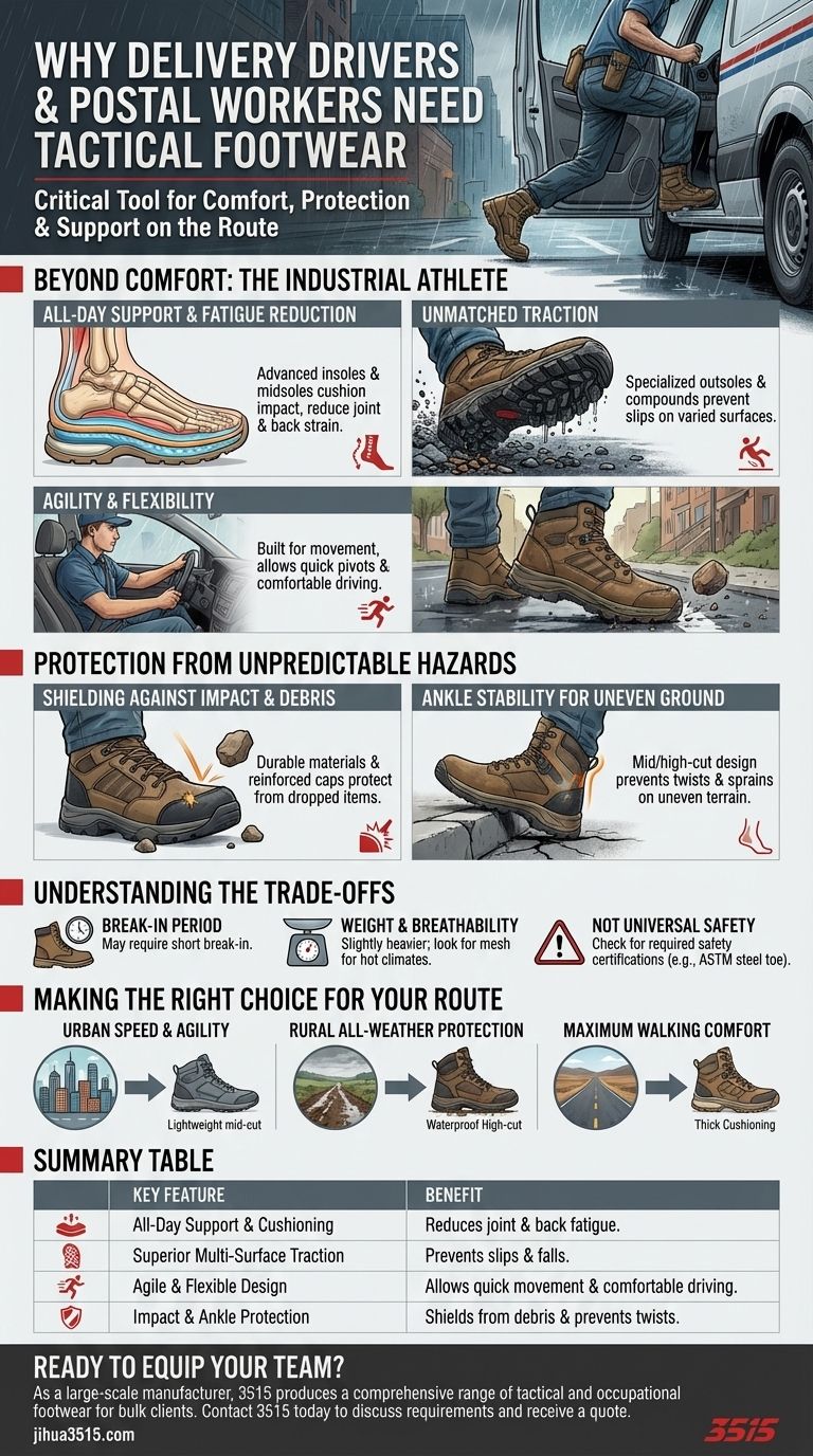 Por que os motoristas de entrega e os trabalhadores dos correios devem considerar calçados táticos? Aumente a segurança e a resistência em sua rota Guia Visual