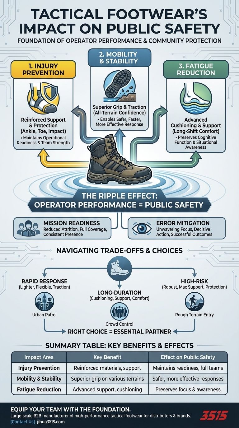 Quel est l'impact global des chaussures tactiques sur la sécurité publique ? Amélioration des performances de l'opérateur et de la préparation à la mission Guide Visuel