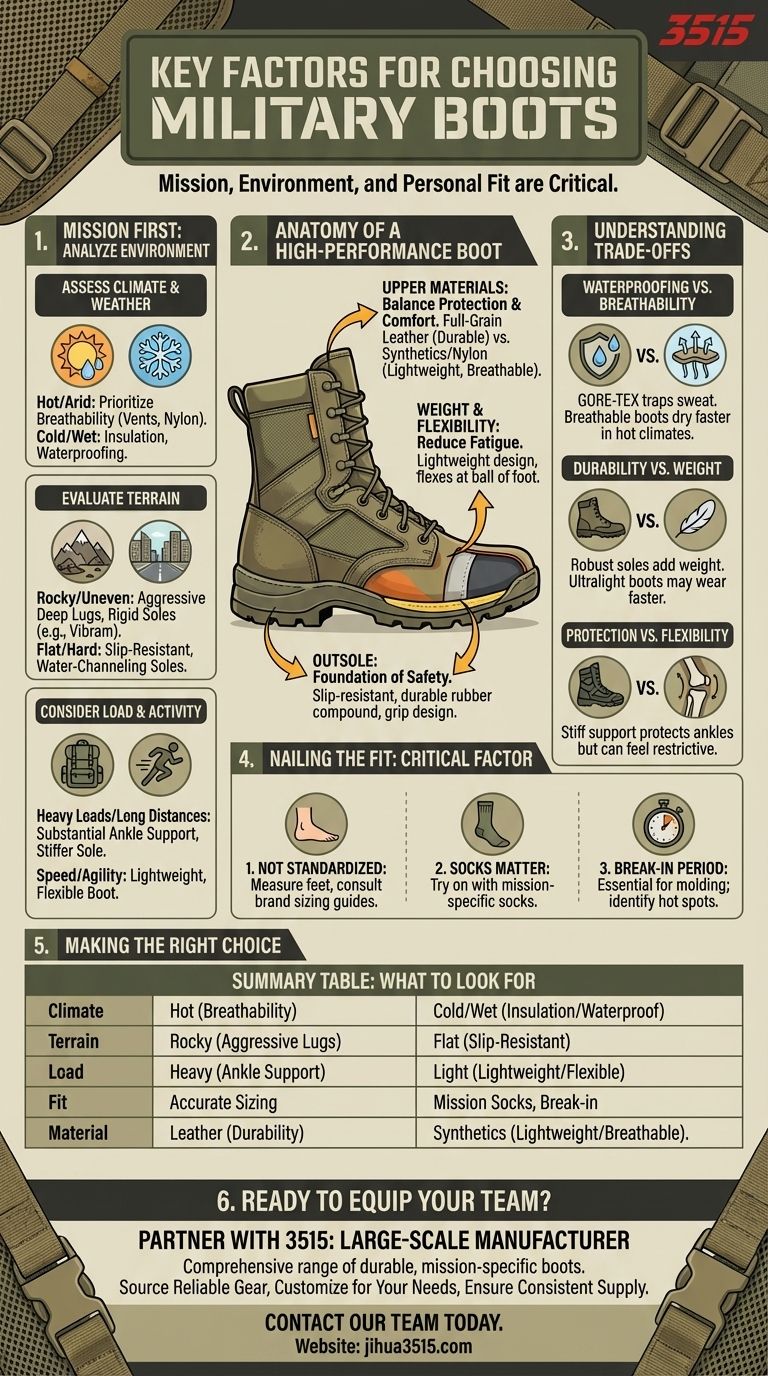 What are the key factors to consider when choosing military boots? Find the Perfect Fit for Your Mission Visual Guide