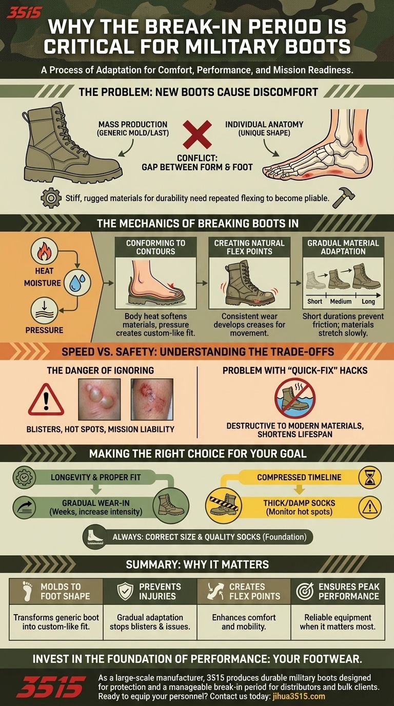 ¿Por qué es importante el período de rodaje para las botas militares? Garantiza la preparación para la misión y previene lesiones. Guía Visual