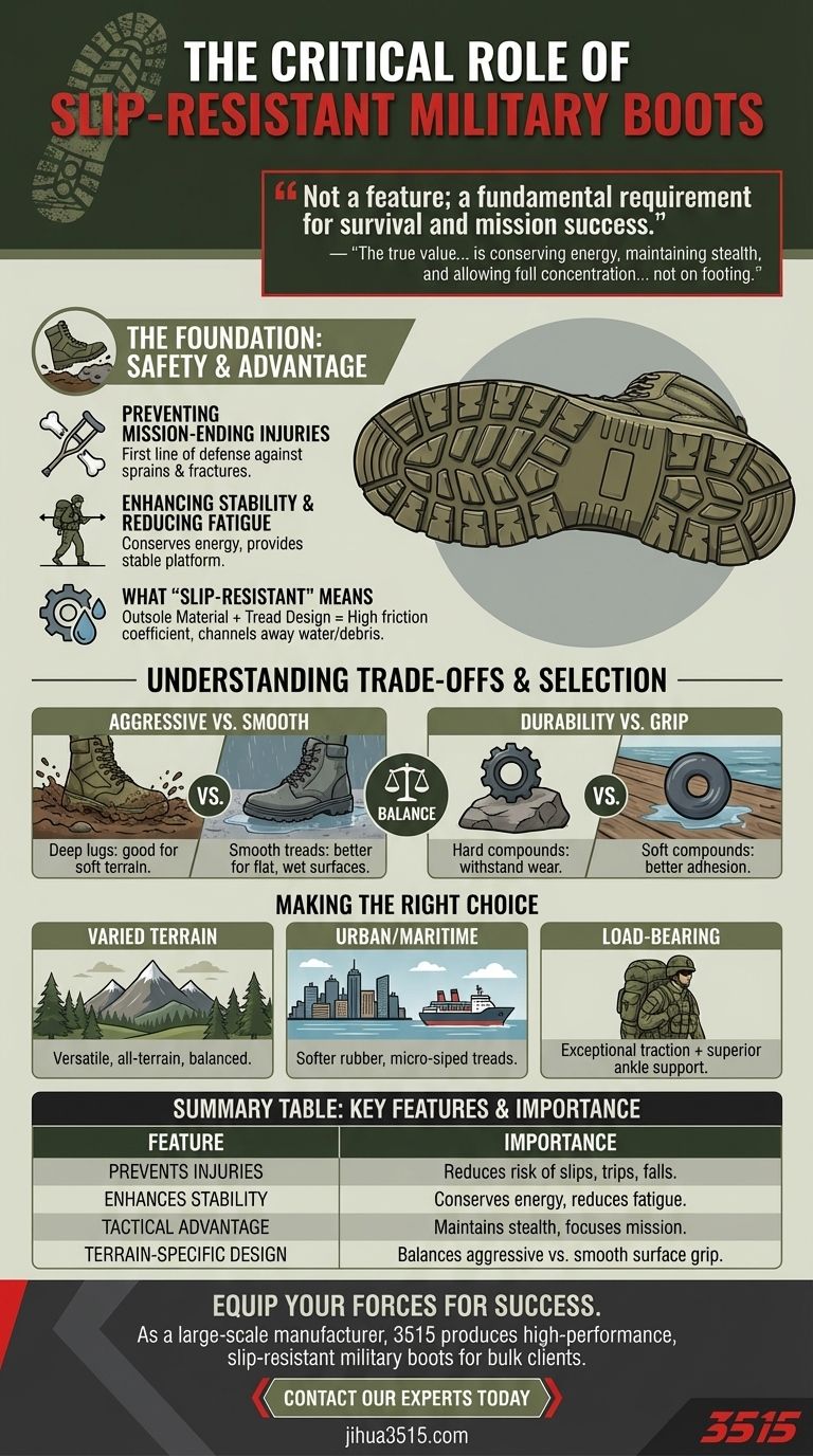 Why are slip-resistant military boots important? The Foundation of Soldier Safety and Mission Success Visual Guide