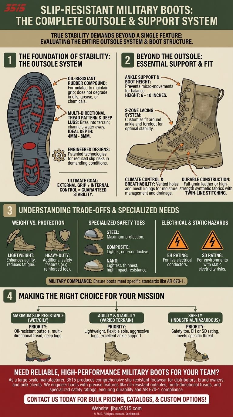 미끄럼 방지 군화에서 찾아야 할 특징은 무엇인가요? 최대 접지력 및 안정성을 위한 필수 가이드 시각적 가이드