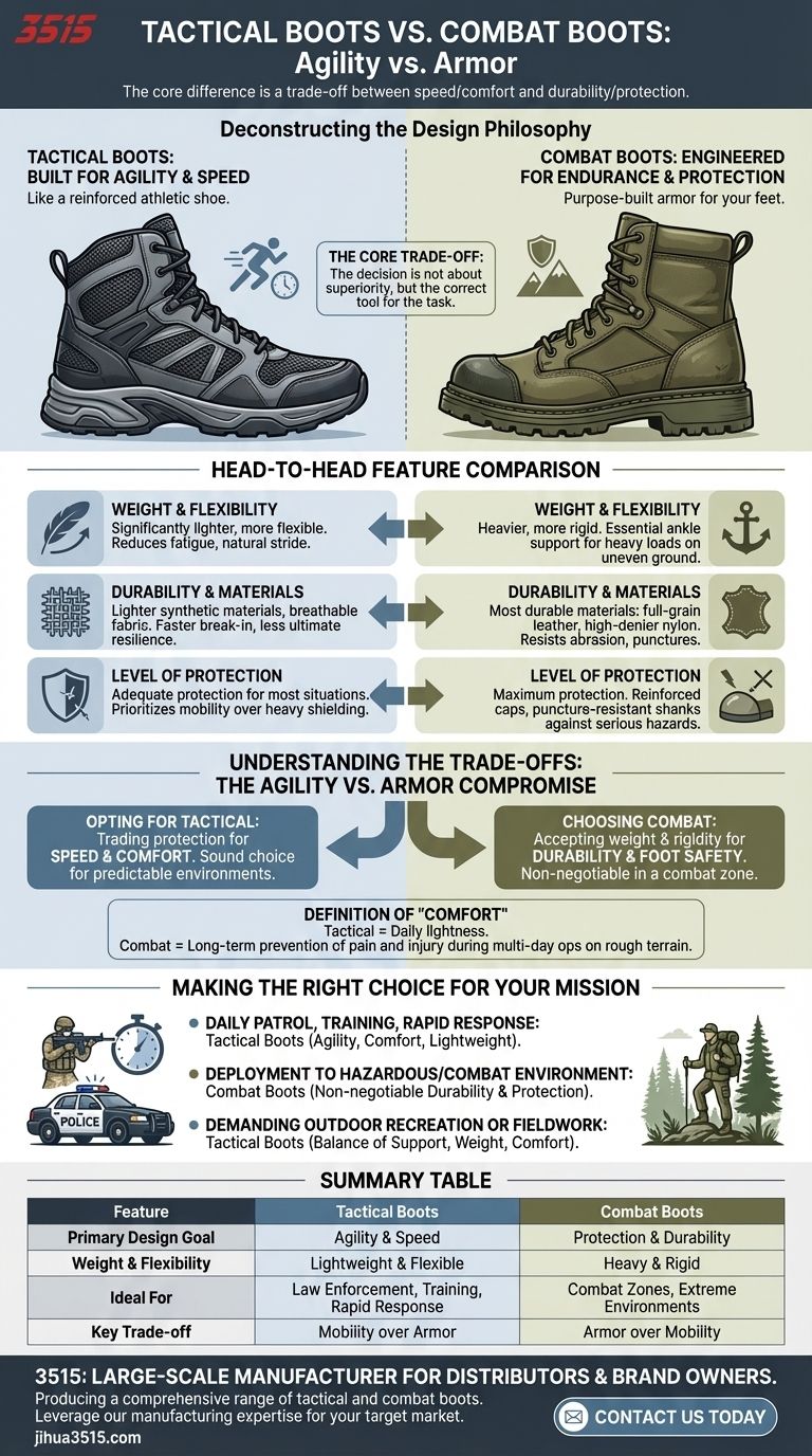 Quais são as principais diferenças entre botas táticas e botas de combate? Escolha o calçado certo para a sua missão Guia Visual
