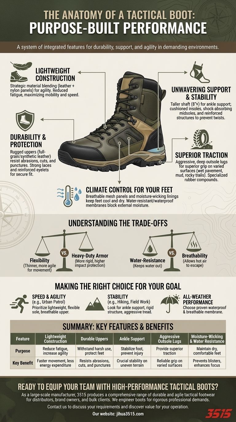 전술 부츠의 일반적인 특징은 무엇인가요? 견고한 내구성과 성능 가이드 시각적 가이드