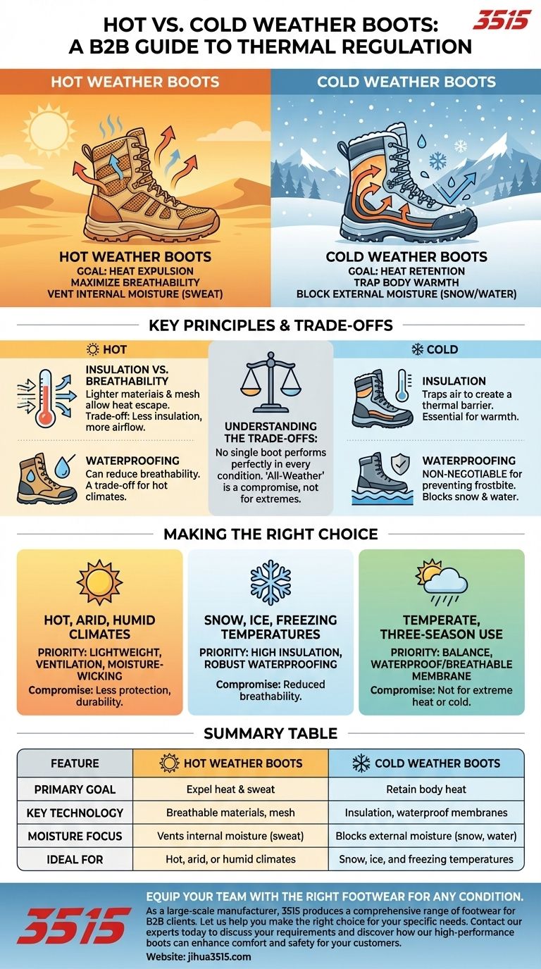 Quelle est la différence entre les bottes pour temps chaud et les bottes pour temps froid ? Choisissez la bonne botte pour chaque climat Guide Visuel