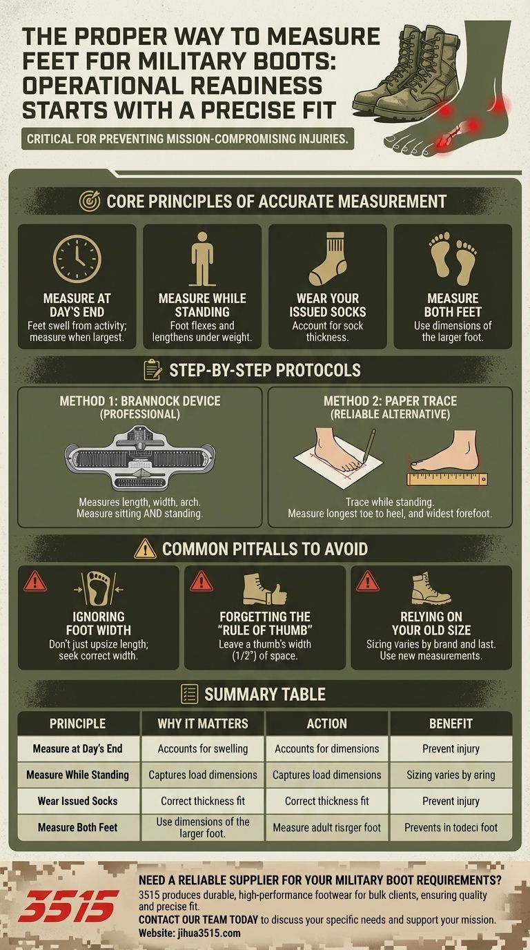 Qual é a maneira correta de medir os pés para botas militares? Obtenha um ajuste perfeito para a prontidão da missão Guia Visual