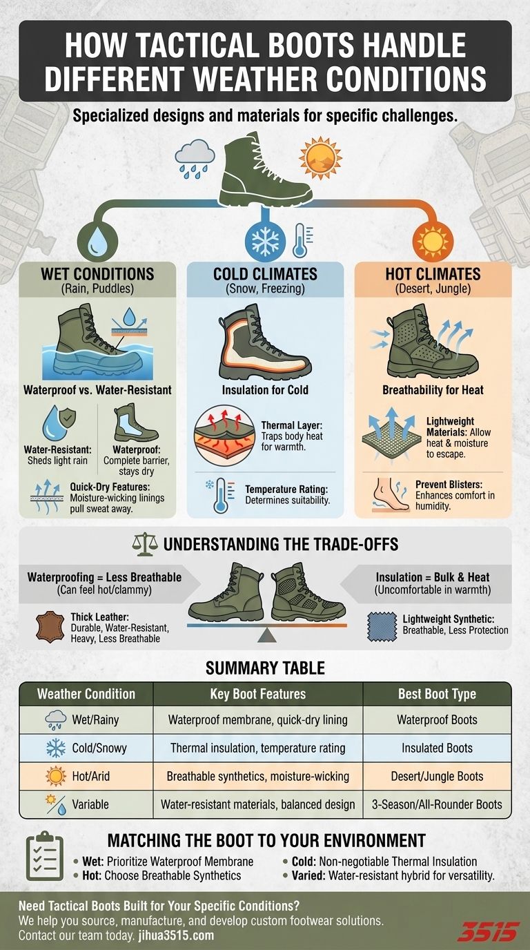 战术靴如何应对不同的天气条件？为任何环境选择合适的靴子 图解指南