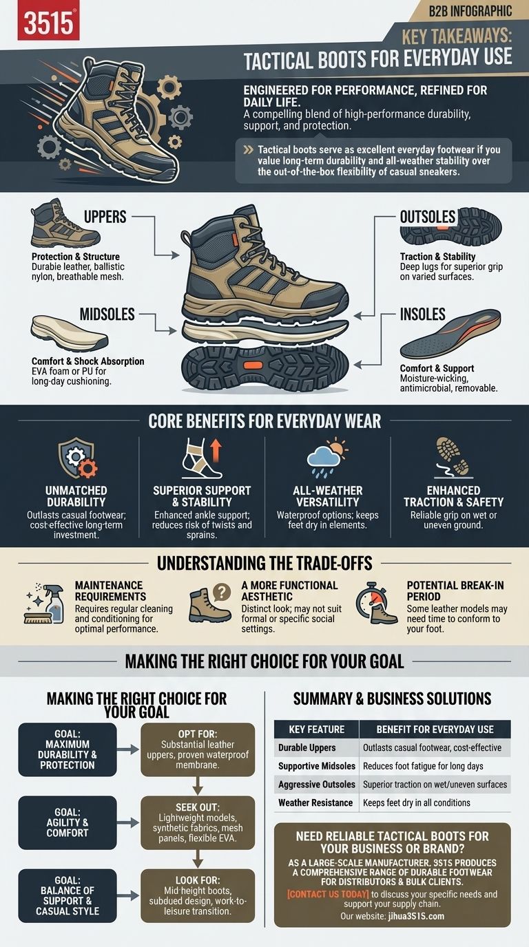Quels sont les points clés à retenir concernant les bottes tactiques pour un usage quotidien ? Découvrez des chaussures durables et résistantes aux intempéries Guide Visuel