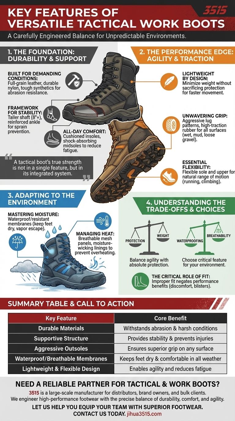 Quelles sont les caractéristiques clés des bottes tactiques qui les rendent polyvalentes ? Conçues pour la durabilité et la performance Guide Visuel