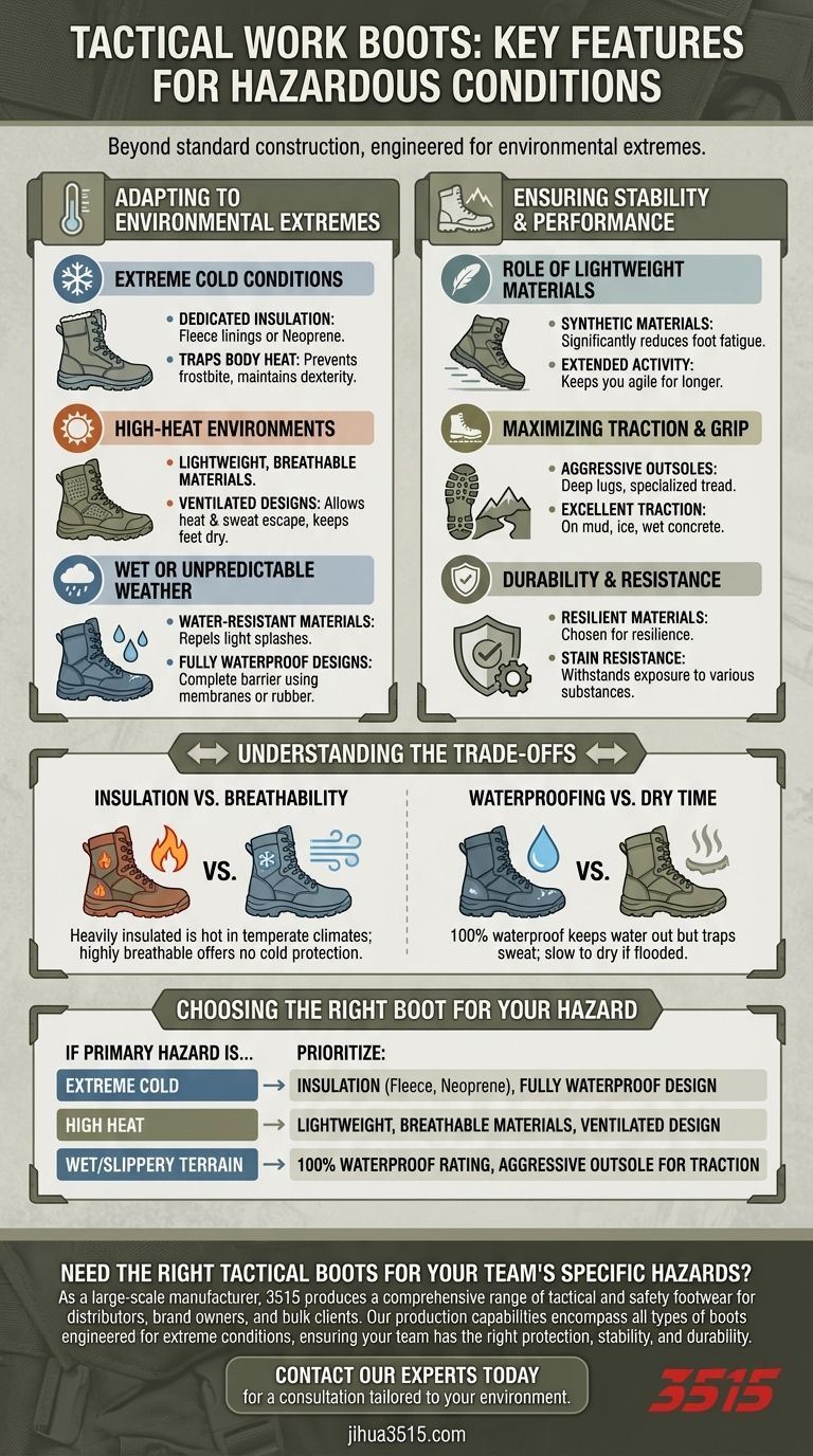 Quelles caractéristiques supplémentaires rendent les bottes de travail tactiques adaptées aux conditions dangereuses ? Conçues pour les environnements extrêmes Guide Visuel