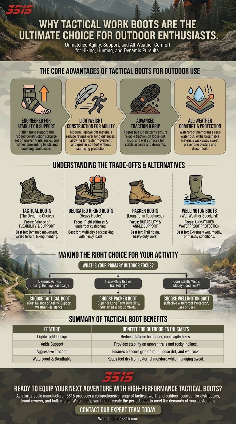 O que torna as botas de trabalho táticas uma boa escolha para entusiastas de atividades ao ar livre? Agilidade Leve Encontra Suporte para Todas as Condições Climáticas Guia Visual