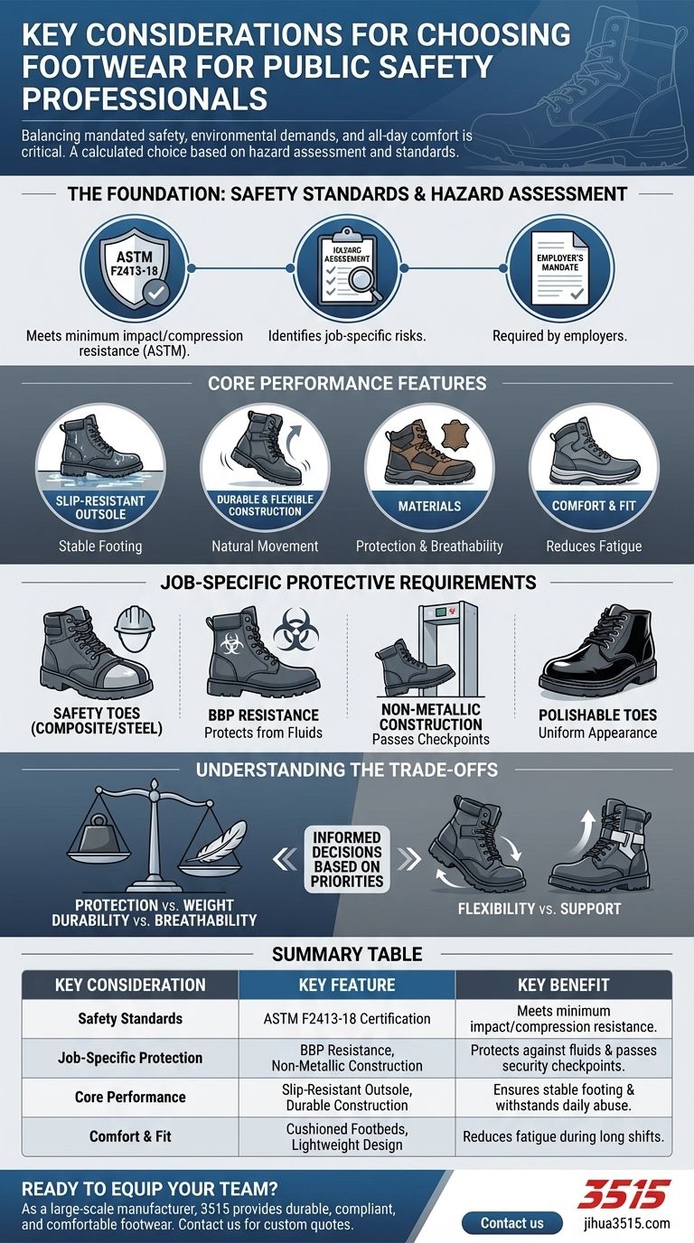Quali sono le considerazioni chiave per la scelta delle calzature per i professionisti della sicurezza pubblica? Garantire sicurezza e prestazioni Guida Visiva