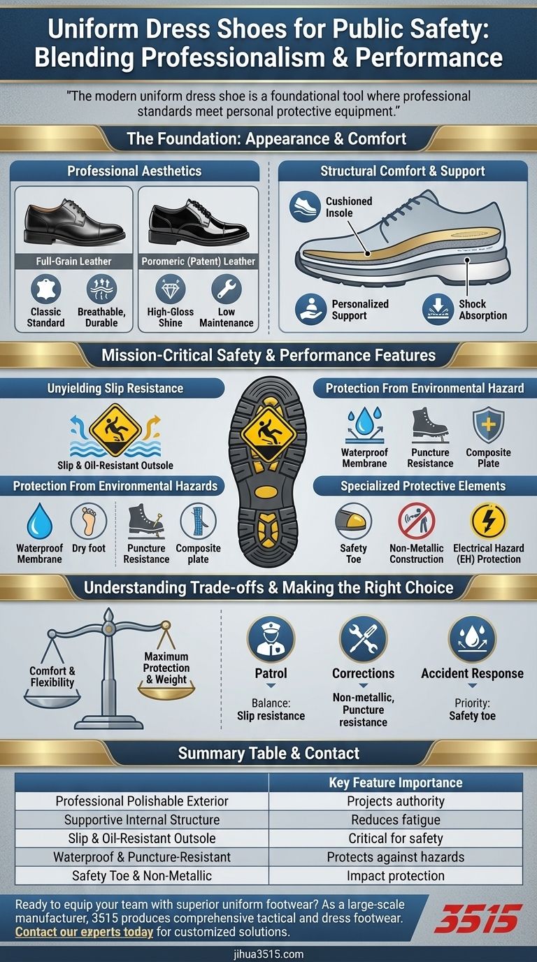 Quelles caractéristiques les chaussures habillées d'uniforme doivent-elles avoir pour les rôles de sécurité publique ? Guide essentiel pour la sécurité et le confort Guide Visuel